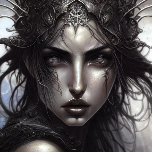 Dark fantasy, a pale Girl on a Dark Throne, ultra-detailed face :  r/leonardoai