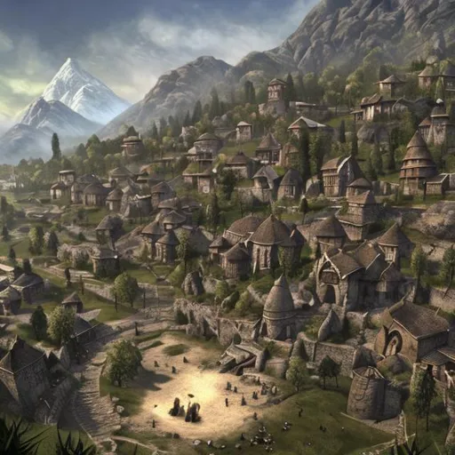 Prompt: elder scrolls village artwork