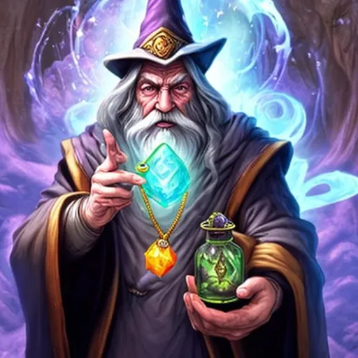 Prompt: very wise wizard offers you a mana potion
