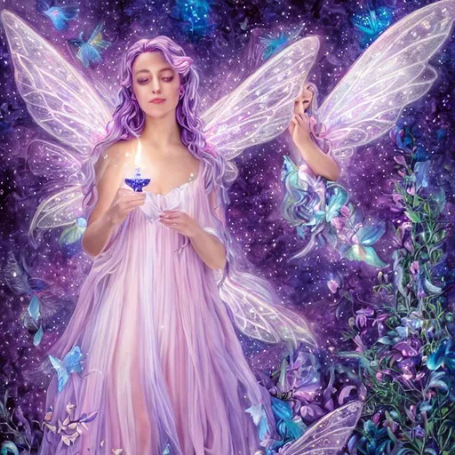 oil painting of gorgeous flying healing fairy nymph...