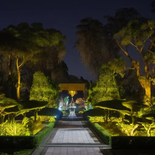 Prompt: royal garden at night