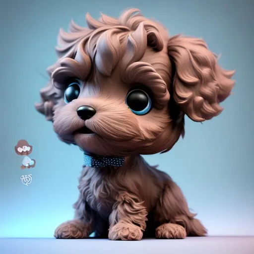 Prompt: tiny cute {dark brown with mohawk hair cockapoo dog} toy, standing character, soft smooth lighting, soft pastel colors, skottie young, 3d blender render, polycount, modular constructivism, pop surrealism, physically based rendering, square image