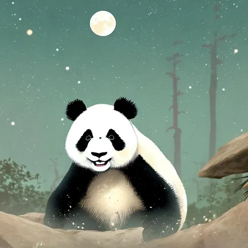 Prompt: Panda on a moon
