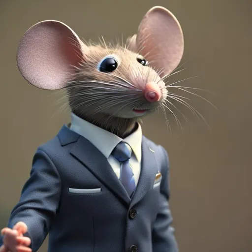 Prompt: realistic mouse in suit