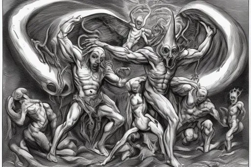 Prompt: Calvinism Catholicism Egregore Hydra Incubus Poison Parasitism Evil