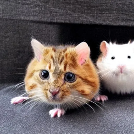 Prompt: cat with hamster body