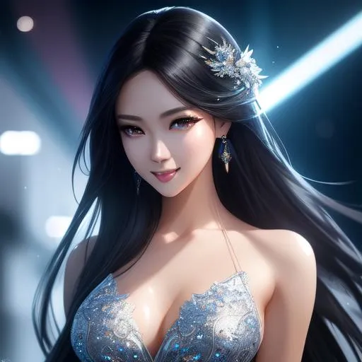 Prompt: splash art, by Greg rutkowski, hyper detailed perfect face,

beautiful kpop idol walking, full body, long legs, perfect body,

high-resolution cute face, perfect proportions,smiling, intricate hyperdetailed hair, light makeup, sparkling, highly detailed, intricate hyperdetailed shining eyes,  

Elegant, ethereal, graceful,

HDR, UHD, high res, 64k, cinematic lighting, special effects, hd octane render, professional photograph, studio lighting, trending on artstation