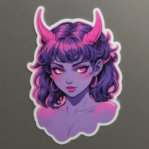 Prompt: beautiful female demon, hell, demonic, vaporwave, retro, neon, aesthetic, liminal, high quality, high definition, beautiful, dramatic lighting