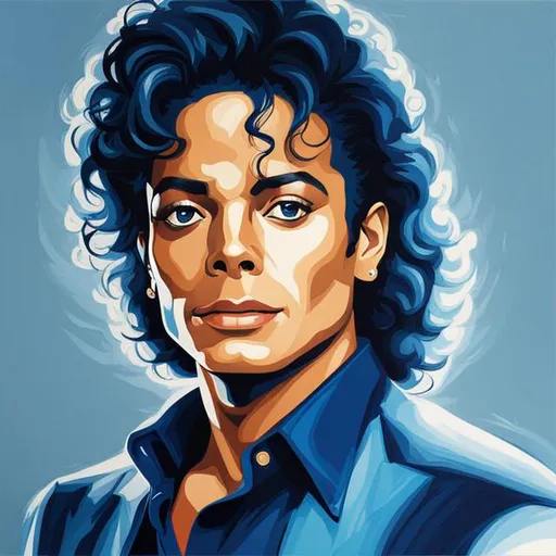 Prompt: Michael Jackson  in colors of blue