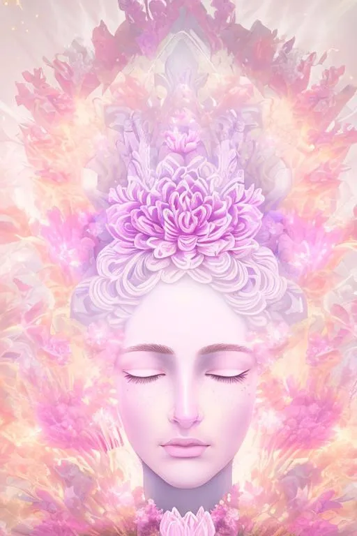 Prompt: Goddess aura portrait in flowers