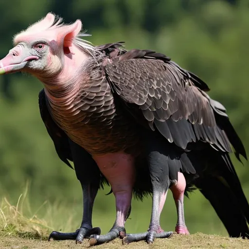 Prompt: Hybrid of a pig and a vulture horror

