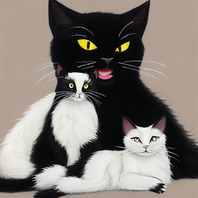black cat with white cat OpenArt