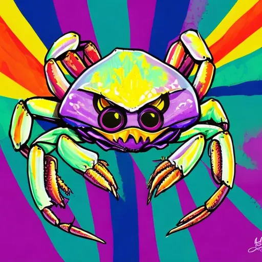 Prompt: Ghost crab in the style of Lisa frank