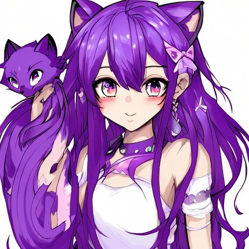 Prompt: purple, anime, foxgirl, female