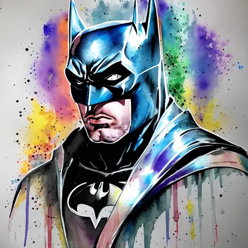 Prompt: Batman chrome watercolor