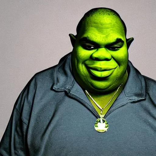 Prompt: biggie smalls fused with shrek 

