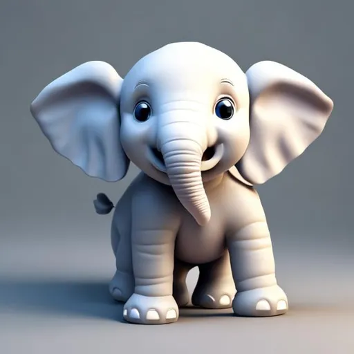 Prompt: White baby elephant. 3d rendered. 4K. Realistic 
