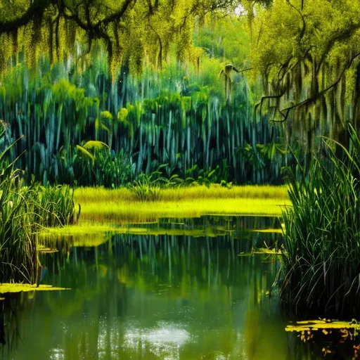 lush swamp scenery with a bold title on top saying "... OpenArt