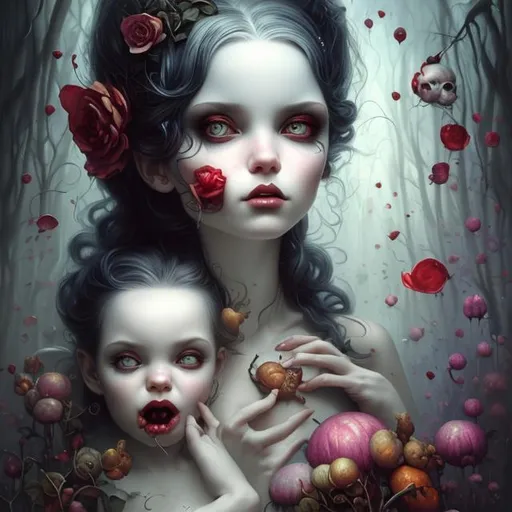Prompt: Vampire, Nicoletta Ceccoli Marc Ryden Tom Bagshaw Doodle fauvism artgerm digital painting hyperrealistic crisp quality colourful Jacek Yerka and WLOP,acrylic art splash,highly detailed,surreal,8k ,fantastic view 