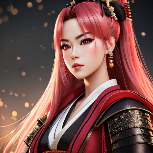 female dressed as samurai, gorgeous, attractive, fli...