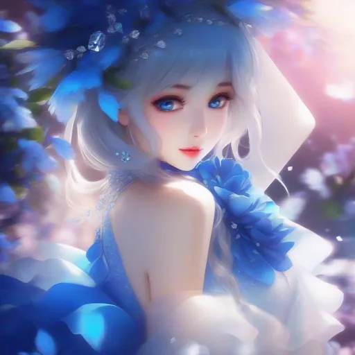 Prompt: 3d anime woman and beautiful pretty art 4k full HD diamond blue