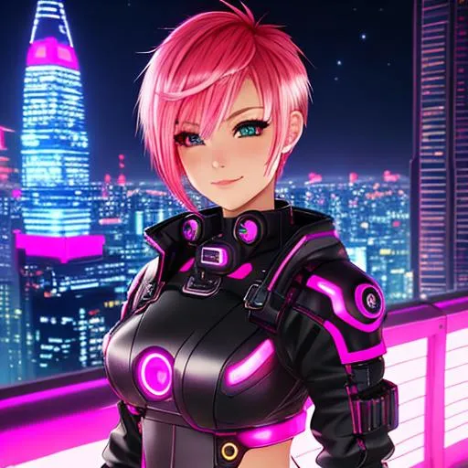 OpenDream - cyberpunk anime girl with futuristic armor covering her face