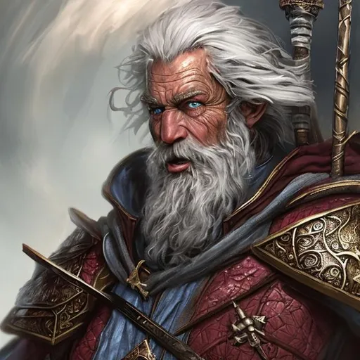 Prompt: Old man, Bishop-knight, fantasy, d&d character, high detailed, photo realistic, full view