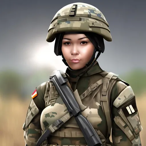 Prompt: Create photo of a female soldier