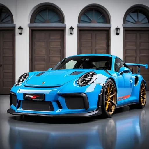 Prompt: Porsche 911 gt3 rs with beautiful Mexico blue