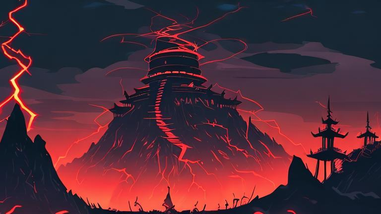 Evil Ominous Tower On An Island Wallpaper Lightning