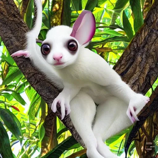 Prompt: white flying Lemur with giant ears avatar is highly detailed
