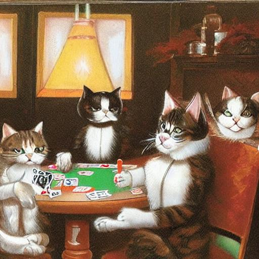 Cats playing poker | OpenArt