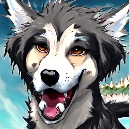 Prompt: Dog mixed with dragons anime