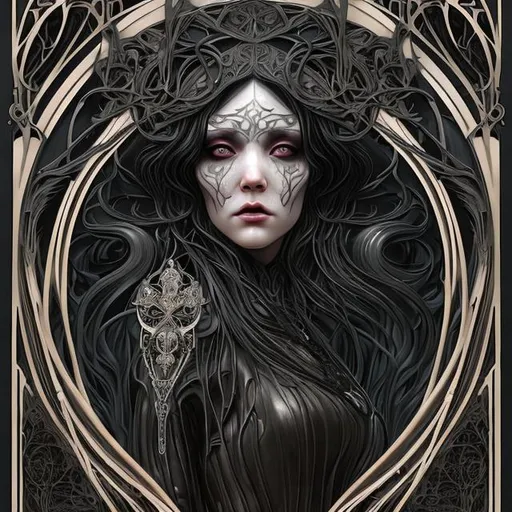 Prompt: ultra realistic goddess of death, art nouveau-digital art style
