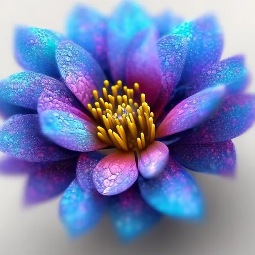 Prompt: A beautiful flower that does not exist in the artistic world (like a micro camera)