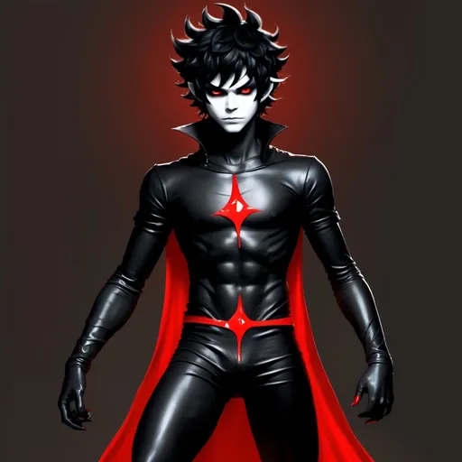 Prompt: Homestuck. Karkat Vantas. Fullbody view, plain background. Drag makeup, high quality render. Rupaul's drag race. Knight of blood