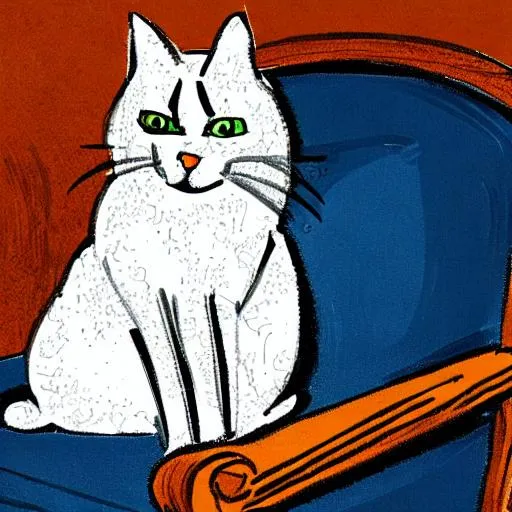 Prompt:  cartoon of a lovely cat on a chair