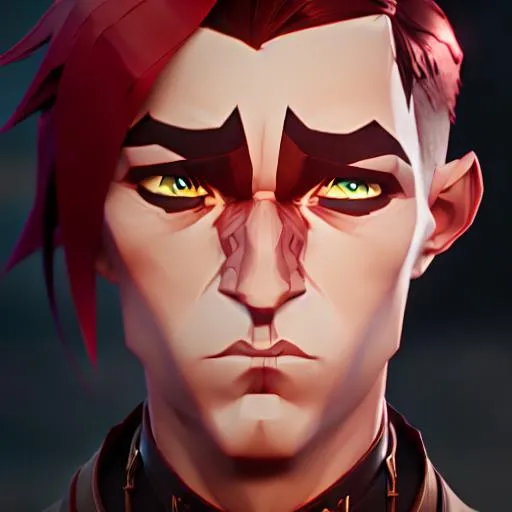 Prompt: man elf, red hair, left eye scar