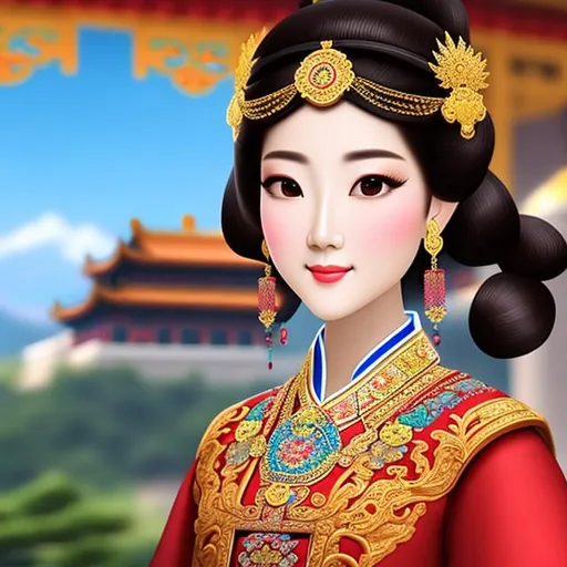 Prompt: Animated portrait of Qing dynasty Chinese Palace Princess