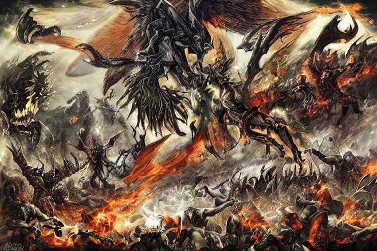 Epic war between demon and angels and other creatures | OpenArt