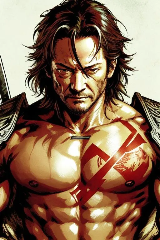 Prompt: 2 samurai fighting (((Yoji Shinkawa))), sticker of ultra detailed portrait of ((Jason Isaacs)) sword fighting ((Keanu Reeves)). high quality cell shaded illustration in post apocalyptic style by Yoji Shinkawa, ((upper body)), dynamic pose, perfect anatomy, centered, freedom, soul, long hair, approach to perfection, cell shading, 4k , cinematic dramatic atmosphere, watercolor painting, global illumination, detailed and intricate environment, artstation, concept art, fluid and sharp focus, volumetric lighting, cinematic lighting, Art by Yoji Shinkawa,