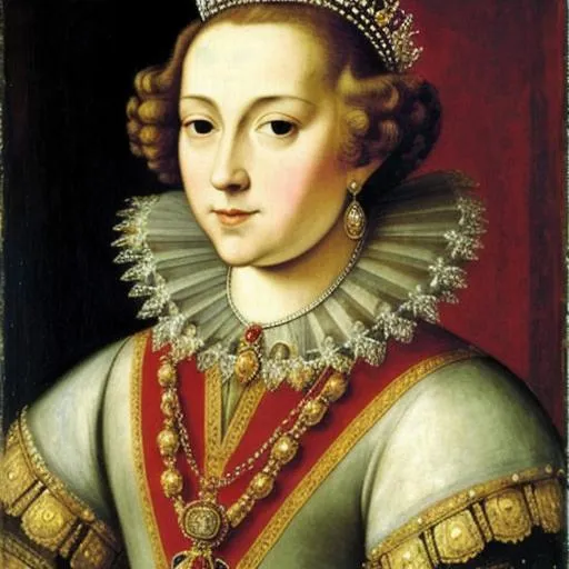 Prompt: portrait of a 16th-century Spanish light-haired queen