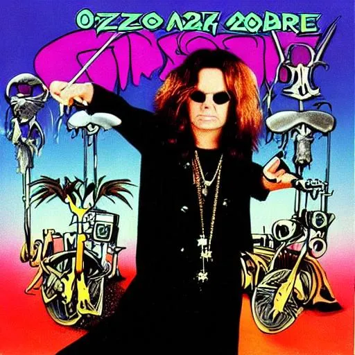 Prompt: 80s ozzy ozborne album cover