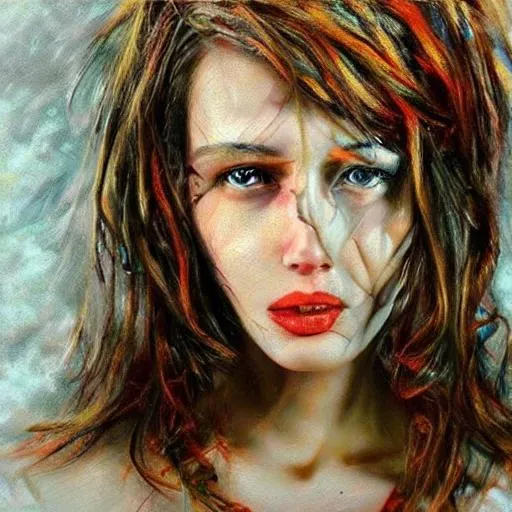 Prompt: Beautiful woman photorealistic made from colored oil, steam, snake parts!