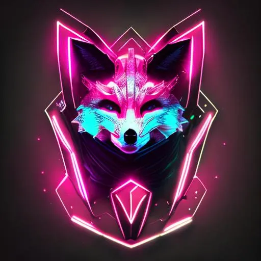 Prompt: cyberpunk fox logo, darkness, neon, design, unreal engine