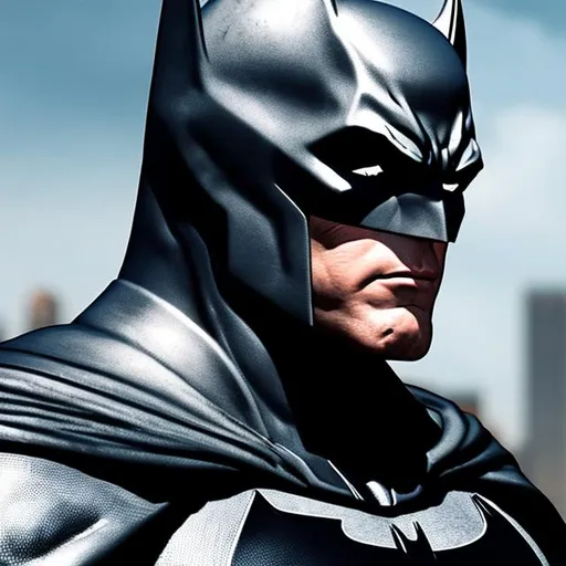 Prompt: Batman wearing silver and black, ultra realistic, ultra detailed face, ultra detailed costume
