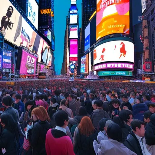 Prompt: Newyork Times Square, night, crowd