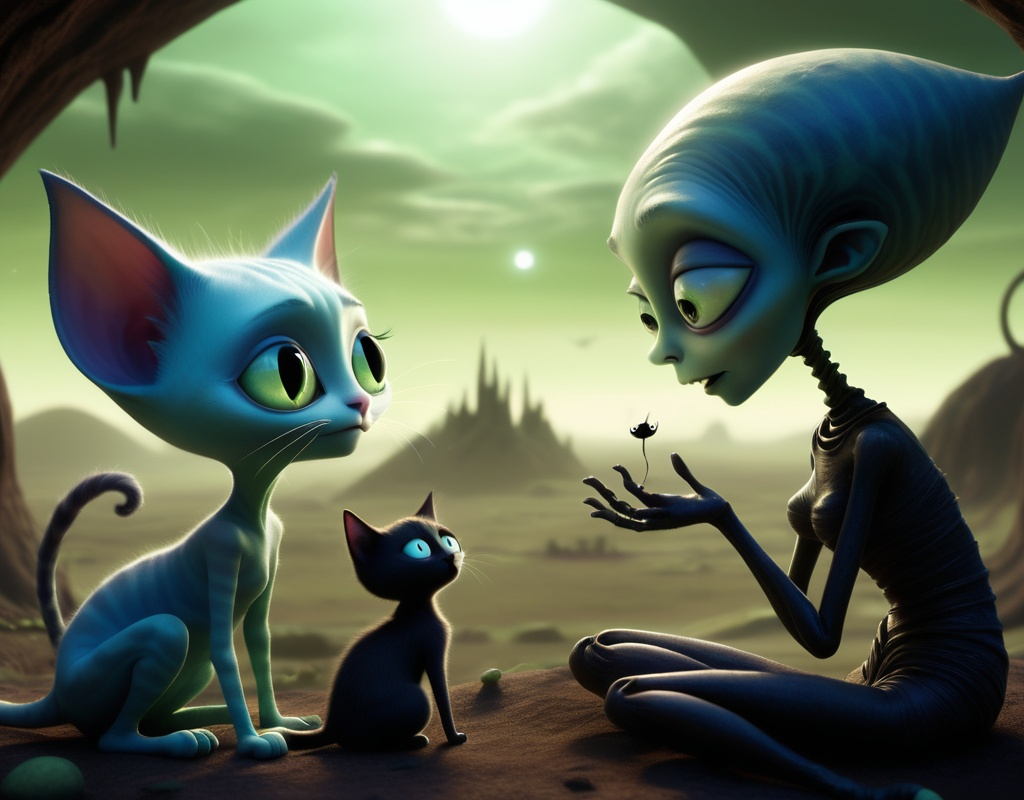 Tim Burton animation style. welcoming atmosphere. A...