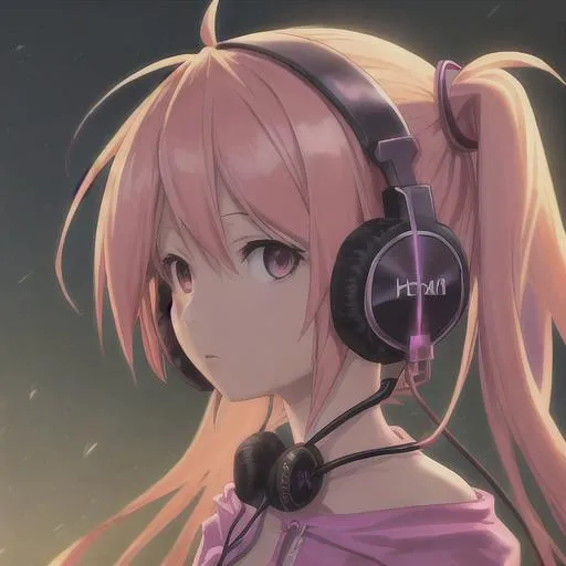 Prompt:  anime HD girl with headphones
