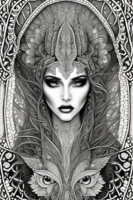 Prompt: coloring page , black and white of detailed beautiftul fantasy maiden coming up out of the water, clear facial features, symmetrical   smooth lines, beautfiful , dreamy, details, black and white, simple
